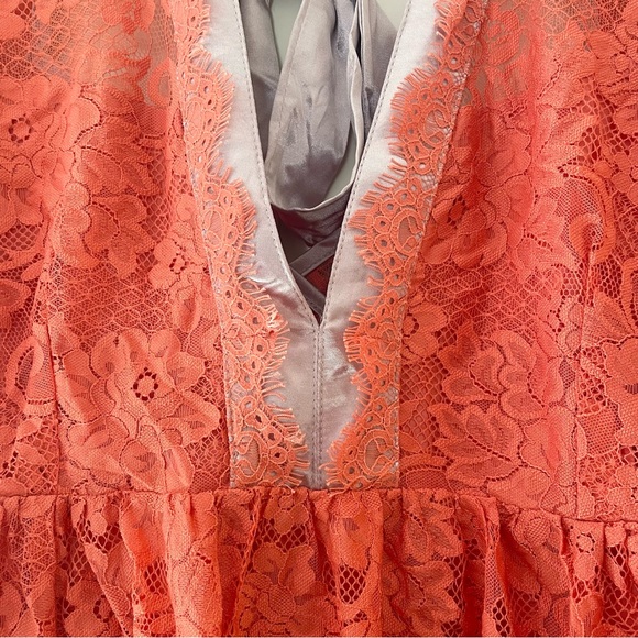 Free People Gilded Lace Mini Dress in Peach, Size L, NWOT - Picture 5 of 13